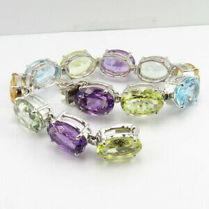 yzlbNX@X^[O0925multi{bNXsolid sterling silver 0925 multi stone bracelet exclusive jewelry free gift box