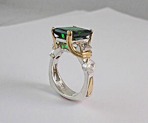 yzlbNX@ANZgX^[O18kt 2GhOTCY7Jbgsterling silver and 18kt two tone emerald ring with accent princess cuts size 7