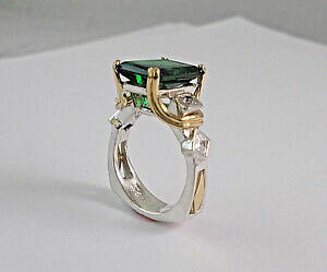 yzlbNX@X^[O18kt2GhANZgTCY8Jbgsterling silver and 18kt two tone emerald ring with accent princess cuts size 8