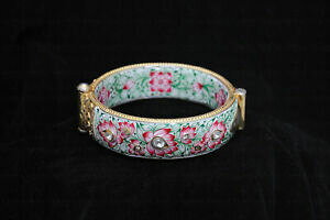 yzlbNX@white sapphire gemstone bracelet with enamal work in925solidsb1130white sapphire gemstone bracelet with enamal work in 925