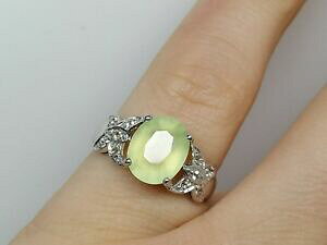 �y���������z�l�b�N���X�@�y���_���g�`�F�[�������O�z���C�g�S�[���hbeautiful prehnite pendant, chain and ring 9k white gold natural genuine n 12