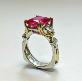【送料無料】ネックレス　sterling silver and 18kt two tone ruby ring with accent princess cuts size 6