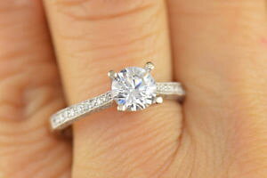 �y���������z�l�b�N���X�@100 crt�J�b�gfvvs1 cc moissanite14k�z���C�g100 crt round cut fvvs1 camp;c moissanite engagement ring 14k white gold over