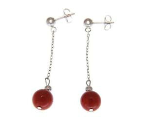 �y���������z�l�b�N���X�@genuine natural red coral 74mm round ball dangleearrings 14k white goldgenuine natural red coral 74mm round ball dangle ea