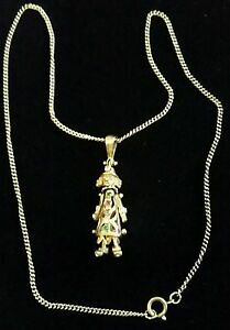 �y���������z�l�b�N���X�@16���B���e�[�W9ct9cta beautiful vintage 9ct gold moveable clown with 16 inch 9ct gold curb chain
