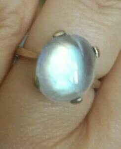 �y���������z�l�b�N���X�@5 ctsolid 9ct�S�[���h�T�C�Ym65 vtgamazing 5 ct natural rainbow blue moonstone ring solid 9ct gold size m 65 vtg