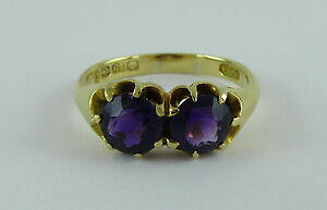yzlbNX@18ctAWXg2Xg[Oo[~K1913TCYnTCY67518ct gold and amethyst two stone ring, birmingham 1913, uk size n, us size 675