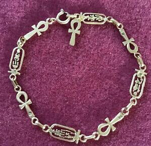 yzlbNX@GWvgV{AN18ct 52g18ct egyptian symbol bracelet ankh etc hallmarked 52g