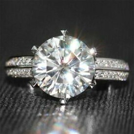 【送料無料】ネックレス　255 ct moissanite9kホワイトゴールドカット255 ct moissanite near white round cut engagement wedding ring 9k white gold