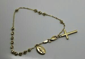 �y���������z�l�b�N���X�@kaedesigns18ct750�C�F���[�S�[���h���U���I�N���X*kaedesigns, 18ct 750 yellow gold rosary beads cross bracelet *free express post