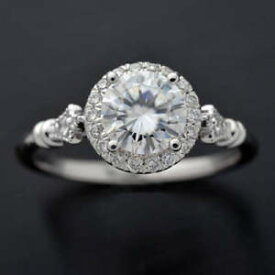 【送料無料】ネックレス　165 ct moissanite9kホワイトゴールドカット165 ct moissanite halo round cut engagement wedding ring 9k white gold