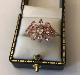 【送料無料】ネックレス　kゴールドテレビピンクサファイアクラスタリングサイズhallmarked 9ct 9k gold gems tv gtv oval pear pink sapphire cluster ring size m