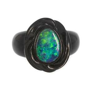�y���������z�l�b�N���X�@���B���e�[�W�t�����X�W�F�b�g�_�u���b�g�����Ovintage french jet and doublet ring