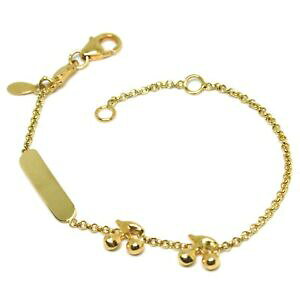 �y���������z�l�b�N���X�@�v���[�g14 cm�C�F���[�S�[���h18k 750bracelet yellow gold 18k 750, for girl, plate, cherries, length 14 cm