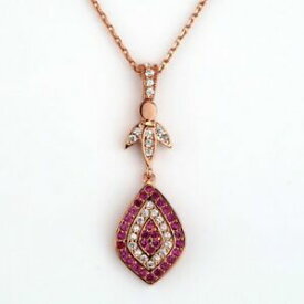 【送料無料】ネックレス　40cmロシアルビーczクラスタpendantアンカーチェーン14knwtlab rubies, cz cluster pendant anchor chain 40cm russian rose gold 14k drop nwt