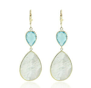 yzlbNX@gp[Y14kCF[S[hCAO14k yellow gold gemstone earrings with mother of pearl and blue topaz