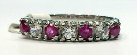 【送料無料】ネックレス　ホワイトゴールドルビーリングサイズ9ct white gold cz amp; ruby 7 stone eternity ring size n