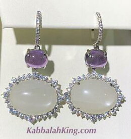 【送料無料】ネックレス　プラチナスターリングアメジストイアリングplatinum sterling silver pave white sapphire purple amethyst halo drop earrings