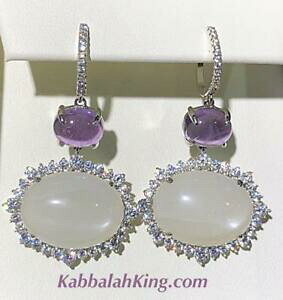 【送料無料】ネックレス プラチナスターリングアメジストイアリングplatinum sterling silver pave white sapphire purple amethyst halo drop earrings