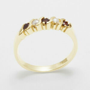 yzlbNX@CG[S[hK[lbgOTCY9ct yellow gold natural garnet amp; full pearl womens eternity ring sizes j to z