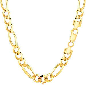 yzlbNX@10kCF[S[htBK`F[60mm85C`10k yellow gold solid figaro chain bracelet, width 60mm, length 85 inch