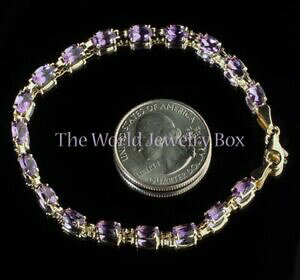yzlbNX@14kCF[S[hAWXgCejXuXbg7nwtnwt regal 14k yellow gold amethyst gemstone line tennis bracelet 7 inches