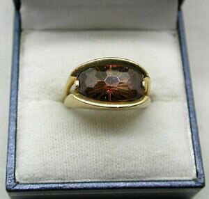 yzlbNX@S[hIWOlovely heavy 14ct gold and large amber coloured quartz ring