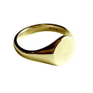 �y���������z�l�b�N���X�@�C�G���[�S�[���h�����Y�A�����J 9ct yellow gold mens round signet ring 13x2mm 68g hm uk u5 usa 10 12