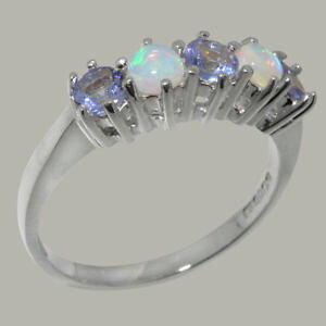 �y���������z�l�b�N���X�@�z���C�g�S�[���h�^���U�i�C�g�I�p�[�������O�T�C�Y9ct white gold natural tanzanite amp; opal womens eternity ring sizes j to z