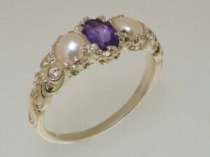 yzlbNX@zCgS[hAWXgp[OTCY10ct white gold natural amethyst amp; pearl womens trilogy ring sizes j to z