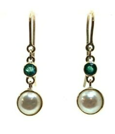 【送料無料】ネックレス　エメラルドパール9 ctイェローゴールドホックイアリングブライトグリーンemerald and pearl 9 ct yellow gold dangle hook earrings bright green