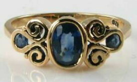 【送料無料】ネックレス　9ct9kgoldスリランカsapphire trilogy scroll vintageins ring free resize9ct 9k gold sri lankan sapphire trilogy scroll vintage in