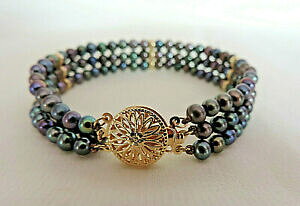 �y���������z�l�b�N���X�@�^�q�`14k114×4mmtahitian cultured pearl bracelet 14k gold filigree clasp 114 x 4mm pearls