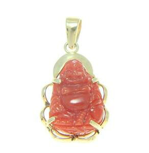 �y���������z�l�b�N���X�@genuine natural red coral happy buddha pendant14kyellow gold small 1180mmgenuine natural red coral happy buddha pendant 14