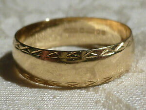 yzlbNX@18cth6mm1985 31TCYp g18ct gold wedding ring uk hallmark london 1985 size p 31g 6mm wide gift boxed