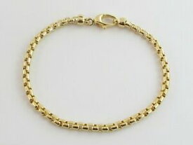【送料無料】ネックレス　14kリンク7 1214k yellow gold round box link bracelet 7 12