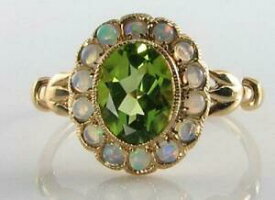 【送料無料】ネックレス　lush 9ct 9kgold peridot opal cluster art decoins ring free resizelush 9ct 9k gold peridot opal cluster art deco ins ring