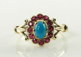 【送料無料】ネックレス　divine 9k9ct gold persian turquoise ruby art decoins cluster ring free resizedivine 9k 9ct gold persian turquoise ruby art