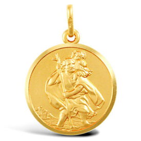 【送料無料】ネックレス　9ctイェローゴールドマットstクリストファーメダルペンダントforever mine fine solid 9ct yellow gold matte st christopher medallion pendant