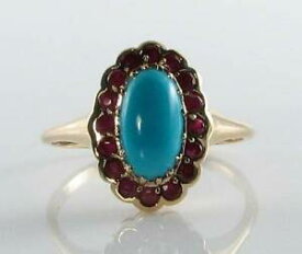 【送料無料】ネックレス　divine 9ct 9kgold persian turquoise ruby art decoins cluster ring free resizedivine 9ct 9k gold persian turquoise ruby art