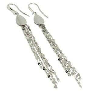 �y���������z�l�b�N���X�@�C�A�����O�z���C�g�S�[���h750 18k�C�^���Adrop earrings white gold 750 18k, drop and waterfall fringed, made in italy