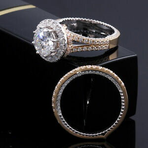 �y���������z�l�b�N���X�@2 14kcrtmoissanite2 crt brilliant moissanite bridal ring set with matching brand 14k gold over