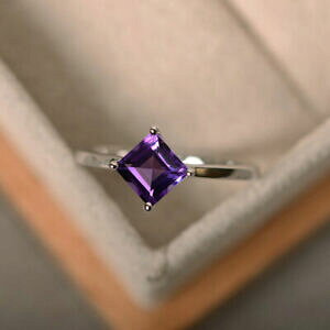 yzlbNX@\bhzCgS[hOvZXAWXgJbgOTCY14k solid white gold rings 150 ct princess cut amethyst gemstone ring size k *5