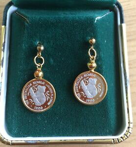 yzlbNX@9ctCAO9431Zbgv`iRCRA110IXplatinum coin koala 110 ounce each set in 9ct gold small earrings 9431