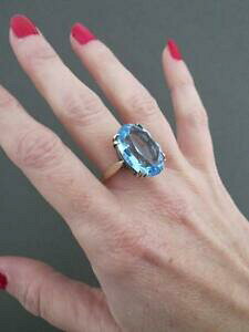 yzlbNX@Be[Wgp[Yvintage silver gilt large blue topaz ring