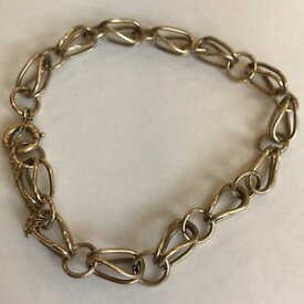 【送料無料】ネックレス　ビンテージソリッドイエローゴールドリンクブレスレットvintage solid 9ct yellow gold unusual link charm bracelet 18cm 1969 76g