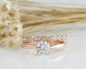 【送料無料】ネックレス　listing132 tcwセットカット listing132 tcw tapered shank round cut wedding ring set in rose gold for women