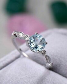 【送料無料】ネックレス　14kホワイトアールデコ270ctカット270ct aqua blue round cut engagement certified 14k white gold art deco ring