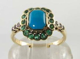 【送料無料】ネックレス　divine 9k9ct gold turquoise emerald amethyst art decoins ring free resizedivine 9k 9ct gold turquoise emerald amethyst art