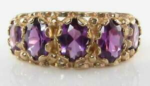 �y���������z�l�b�N���X�@large 9ct 9k gold vintage ins 5stone african amethyst ring free resizelarge 9ct 9k gold vintage ins 5 stone african amethy